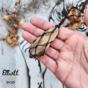 Kundalini Quartz Point Rare Raw Citrine Macrame Necklace