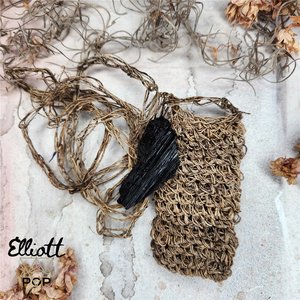 Mystical Misc. Supplies • Elliott Pop Crystals, Tarot + Oracle and Spiritual Delights: POWERFUL Black Tourmaline Raw with Hemp Pouch