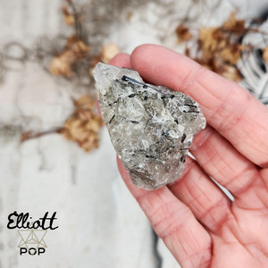 Tourmalinated Clear Quartz Rutilated Black Tourmaline with Rainbow