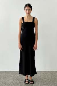 Signatures: Sculpted Slip Dress in Black