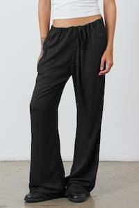 Trousers: Drawstring Bias-Cut Pant in Black