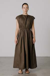 Sale - Vienna Gathered Dress in Chocolate