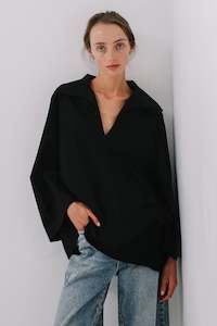 Polo Wool Jumper in Black