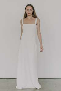 Permanent: Sculpted Deux Long Slip Dress in Ivory