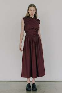 Permanent: Wrap Bodice Dress in Burgundy