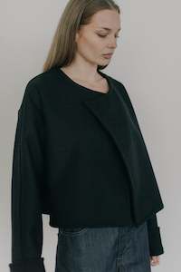 Outerwear: Cropped Wool Jacket in Black