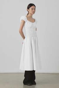 Scrunch Dress in White