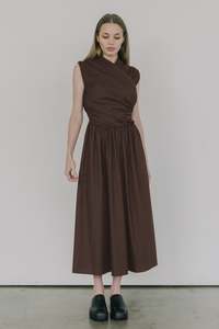 Permanent: Wrap Bodice Dress in Chocolate