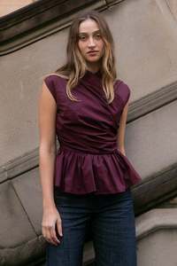 Wrap Bodice: Wrap Bodice Deux Top in Burgundy