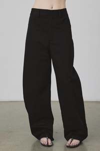 Trousers: Barrel Cotton Trouser in Black