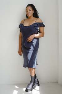 Sale: Flor Dress in Embossed Blue
