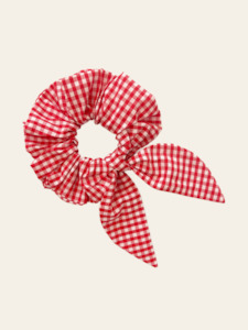 Hair Accessories: Bow Scrunchie - Cherry Gingham