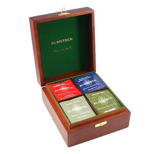 Products: 4 Compartment Mahogany Style Presentation Gift Box