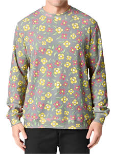 Krooked: Krooked Painted Flowers Waffle Knit Crewneck Multicolor