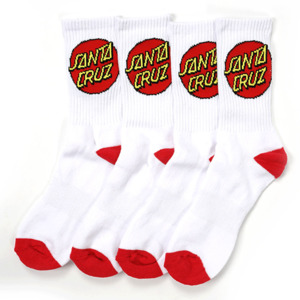 Santa Cruz: Santa Cruz Logo Socks 4pk White