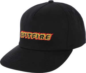 Spitfire Flames Script Snapback Hat Black