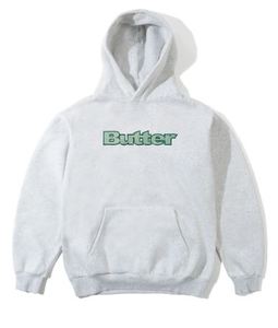 Hoodies: Butter Goods Textured Logo Hoodie Ash