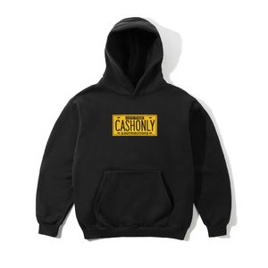 Hoodies: Cash Only License Plate Pullover Hood Black