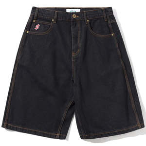 Cash Only Logo Denim Shorts Washed Black