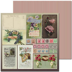 Patterned Paper 12x12 Craftco: Craft Co - Pavlova Heritage - 12x12 Paper Vintage Postcards