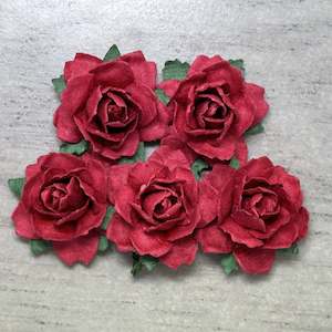 Flowers Cottage Roses: Cottage Roses - Red 25mm (5pk)