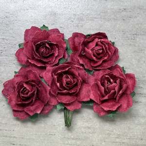 Flowers Cottage Roses: Cottage Roses - Merlot 25mm (5pk)