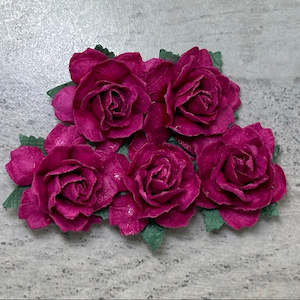 Flowers Cottage Roses: Cottage Roses - Magenta 25mm (5pk)