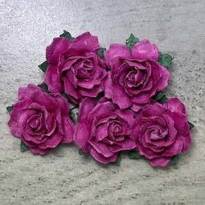 Flowers Cottage Roses: Cottage Roses - Deep Pink 25mm (5pk)