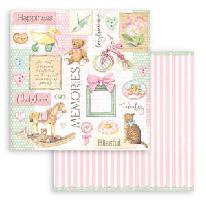 Patterned Paper 12x12 Stamperia: Stamperia - Daydream - 12x12 Paper "Bear & Accessories"