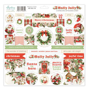 Chipboard Mintay: Mintay - Holly Jolly - 12x12 Chipboard Ephemera Sheet