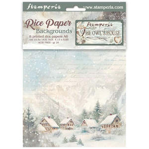 Stamperia - The Owl's House - A6 Assorted Rice Papers "Backgrounds" (8 Sheets)