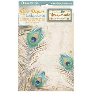 Rice Tissue Paper: Stamperia - Masquerade - A6 Assorted Rice Papers "Backgrounds" (8 Sheets)