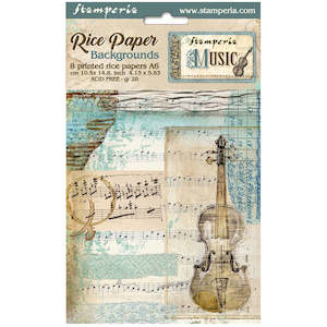 Stamperia - Music - A6 Assorted Rice Papers "Backgrounds" (8 Sheets)