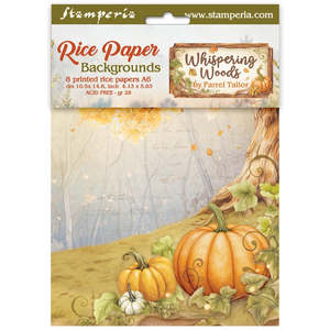 Stamperia - Whispering Woods - A6 Assorted Rice Papers "Backgrounds" (8 Sheets)