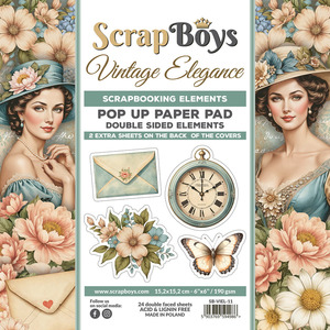 Scrapboys - Vintage Elegance - 6x6 Pop Up (Fussy Cutting) Paper Pad