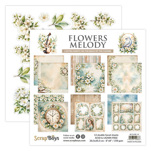 Scrapboys: Scrapboys - Flowers Melody - 8x8 Paper pad