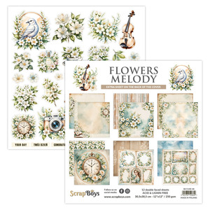 Scrapboys: Scrapboys - Flowers Melody - 12x12 Paper Pad