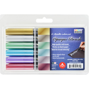 Pens Markers Pastels Marvy Uchida: Marvy - Opaque Brush Marker Set - Metallic (6pc)