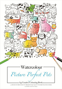 Jasart - A4 Adult Colouring Book - Watercolour - Picture Perfect Pets
