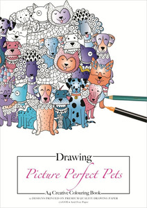 Jasart - A4 Adult Colouring Book - Drawing - Picture Perfect Pets