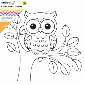 In Stock: Smudgi - Colouring Canvas - Owl - 25x25cm