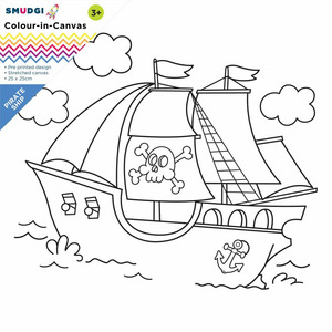 Smudgi - Colouring Canvas - Pirate Ship - 25x25cm