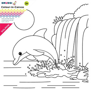 In Stock: Smudgi - Colouring Canvas - Dolphin - 25x25cm