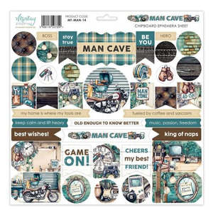 Chipboard Mintay: Mintay - Man Cave - 12x12 Chipboard Ephemera Sheet