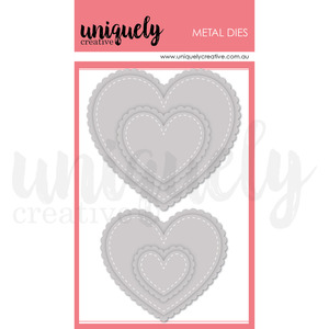 Dies Embossing Folders Uniquely Creative: Uniquely Creative - Paperbark Blooms - Stitched Nesting & Scalloped Hearts Die Set (8pc)
