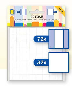 Adhesives Double Sided Tape: JEJE 3D Foam Assorted Pads - 2mm Thick