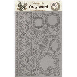 Stamperia - A4 Greyboard - Passion "Lace and Roses"