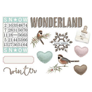Collectables Ephemera: Simple Stories - Simple Vintage Winter Woods - Simple Pages "Page Pieces" (11pc)