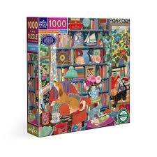 Jigsaws Adult: eeBoo - English Cottage Library 1000pc Jigsaw Puzzle