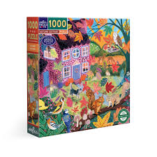 Jigsaws Adult: eeBoo - Autumn Cottage 1000pc Jigsaw Puzzle